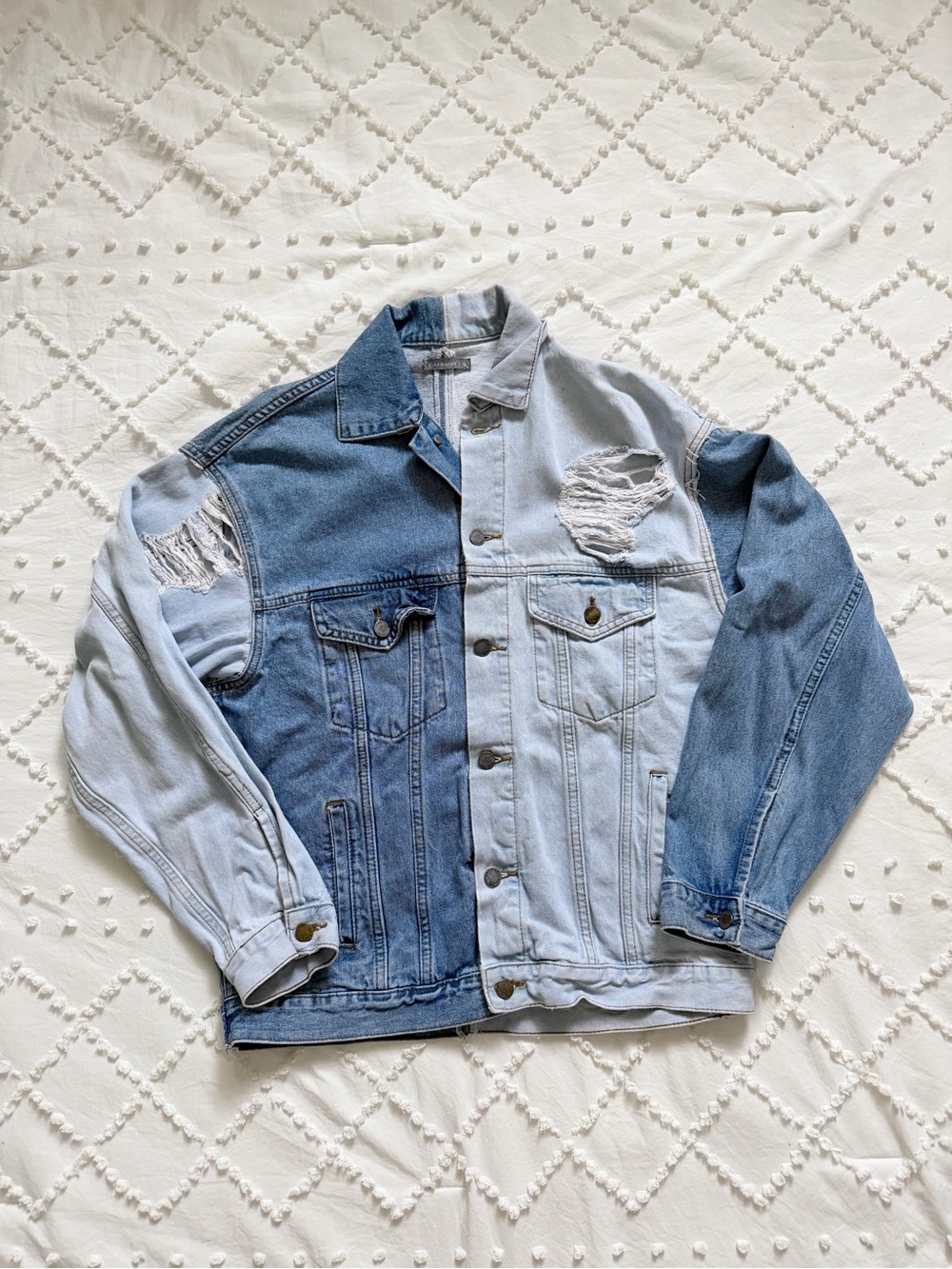 Carmar x LF Handmade Two-Tone Distressed Denim Jacket | Size Small